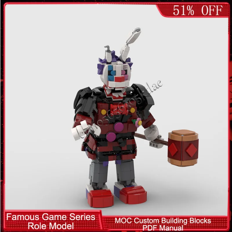 

1012 деталей, популярная серия игровых персонажей, цирковой стиль, изношенный весенний кролик, MOC, модульный конструктор, сборная игрушка-подарок, сделай сам