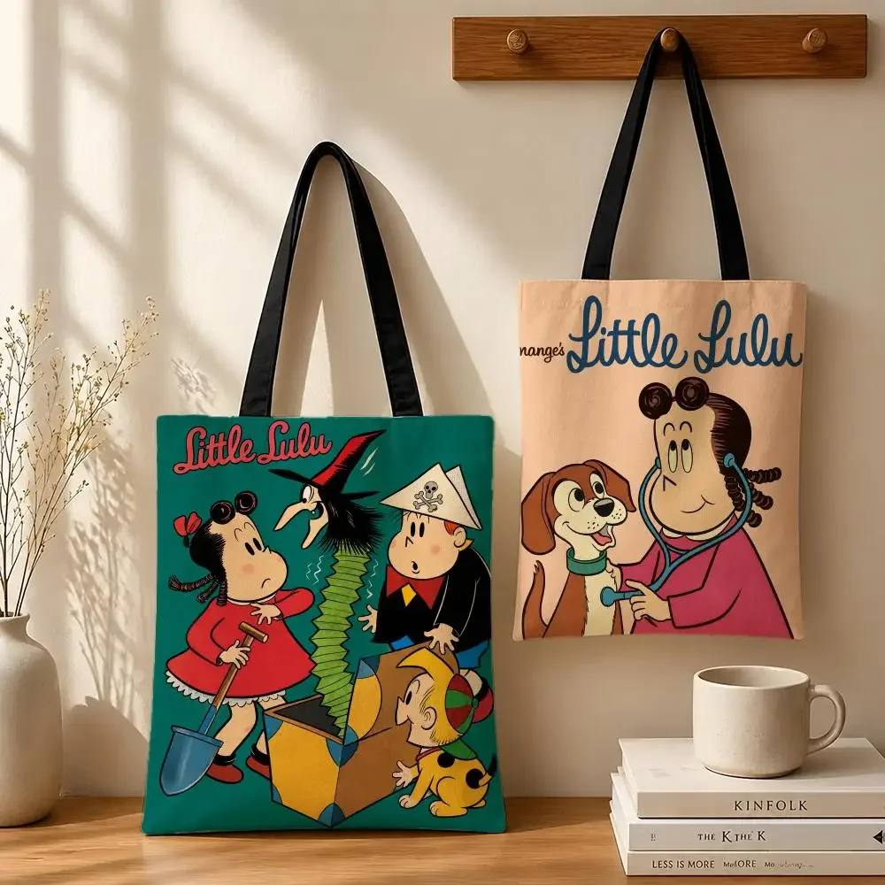 anime The Little Lulu Storage Bags Canvas tote bags reusable shopping bags perfect for work daily commutes