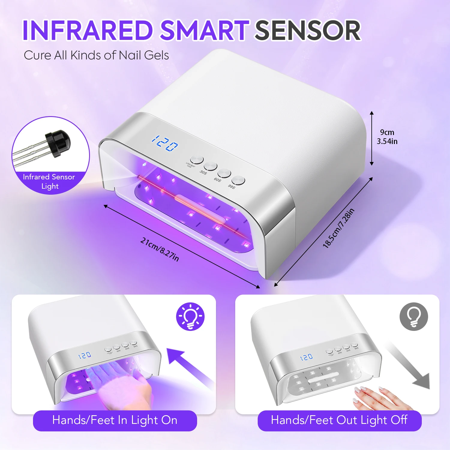 36 المصابيح الأشعة فوق البنفسجية مسمار مصباح مساحة كبيرة مجفف الأظافر مع الاستشعار الذكية 168 واط المهنية مصباح الأشعة فوق البنفسجية لمعدات مانيكير الأظافر