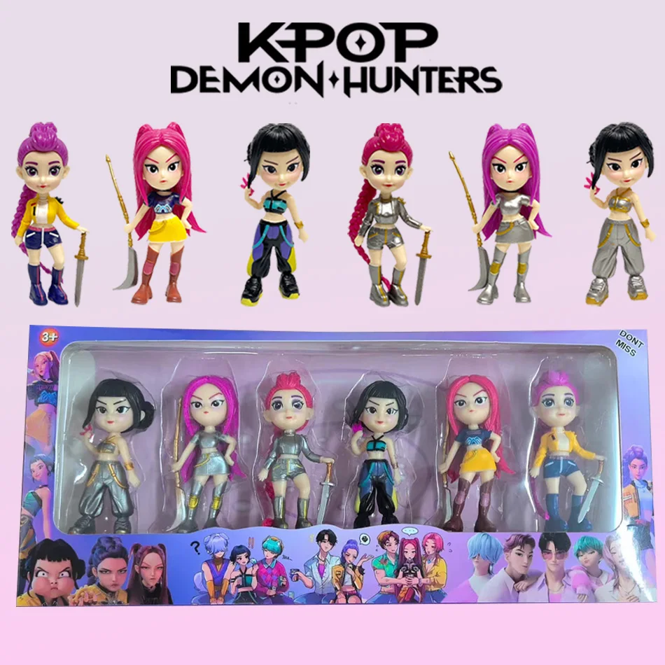 6 Teile/satz Anime Kpop Dämon Jagd Serie Figur Figur Spielzeug Schreibtisch Statuen Ornament Halloween/Weihnachten Kind Geschenke