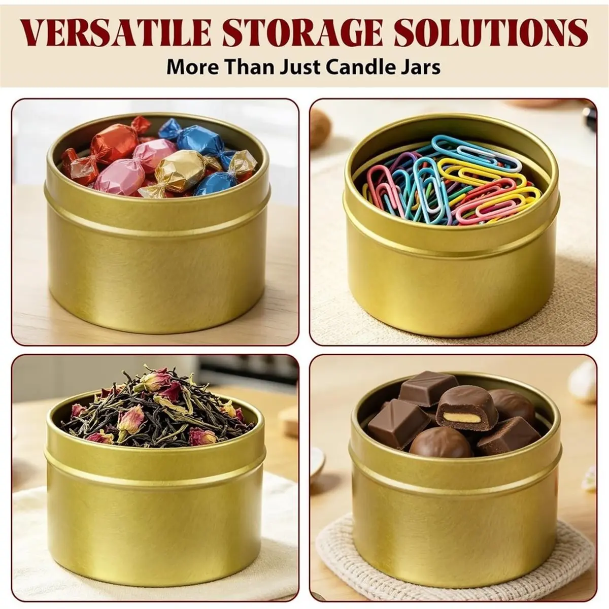 48 PCS Candle Tins 4 Oz Containers Tinplate Containers with Snug Lids for DIY Candles, Salves, Spices, Gifts