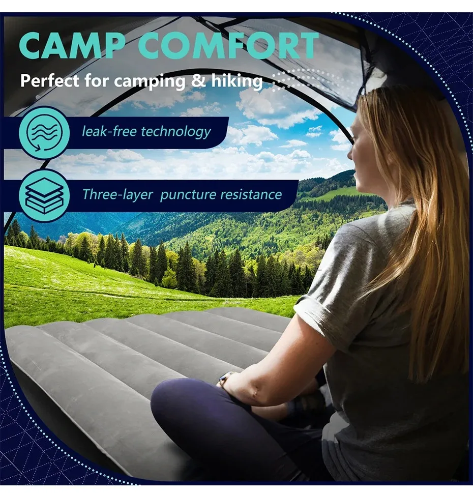 Indoor Inflatable Mattress Portable Foldable Storage 1-2 Person Air Cushion Bed For Family Camping Travel Floor Tent Thick Mat image 2