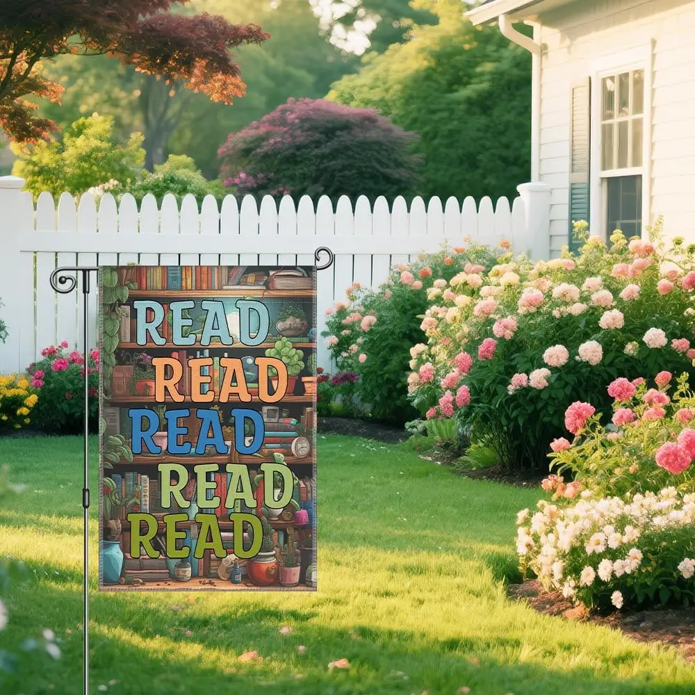 Read Garden Flag for Book Lovers, Library Yard Flag for Book Club National Park, Bookish Yard Decor for Books Lover Readers jjp