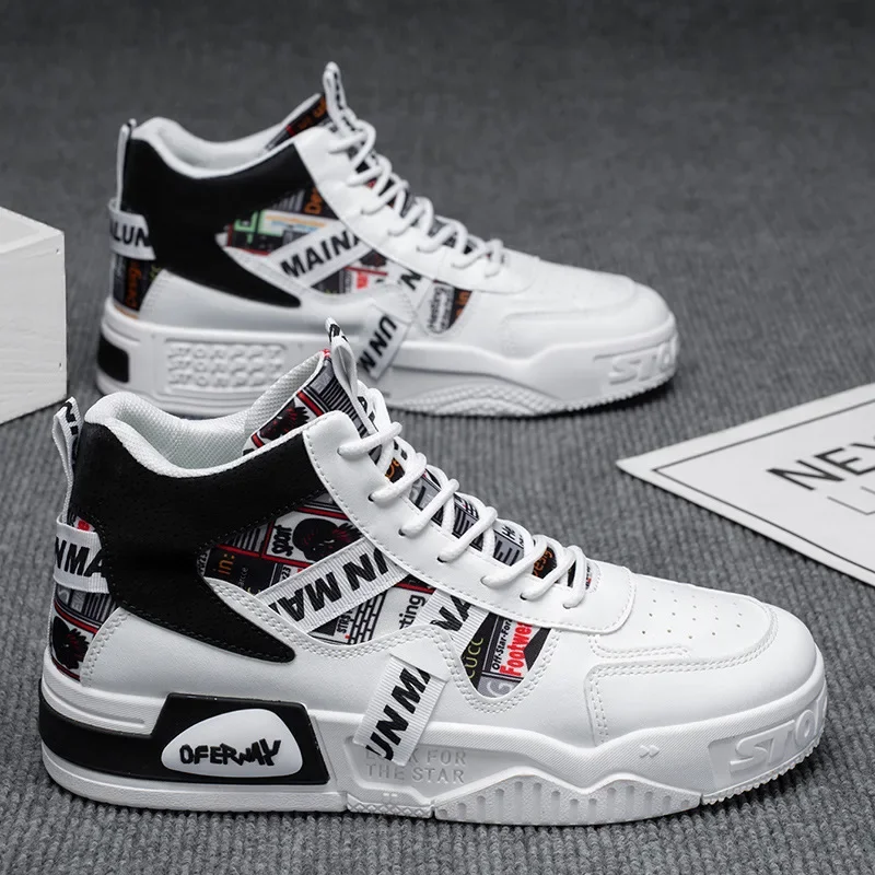 2026 Men's Skateboarding Shoes Lightweight High Top Breathable Shoes 47 Flat Lace-Up Casual Sneakers Travel Walking Masculino 48