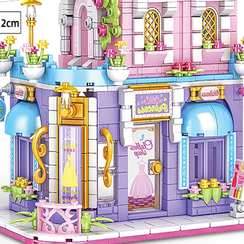 Klocki konstrukcyjne do budowania miasta, butik odzieżowy, zestaw do budowania domu, model domu, dekoracja na biurko, zabawki DIY dla dzieci, prezent na Boże Narodzenie, urodziny.