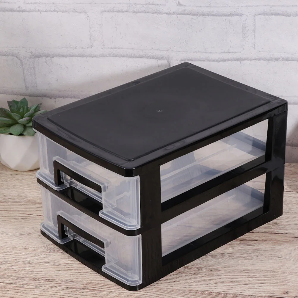 

2pcs Storage Box Set Clear 2 Layers Plastic ABS Desk Drawer ganizer Makeup Display Case Tabletop Storage Solution