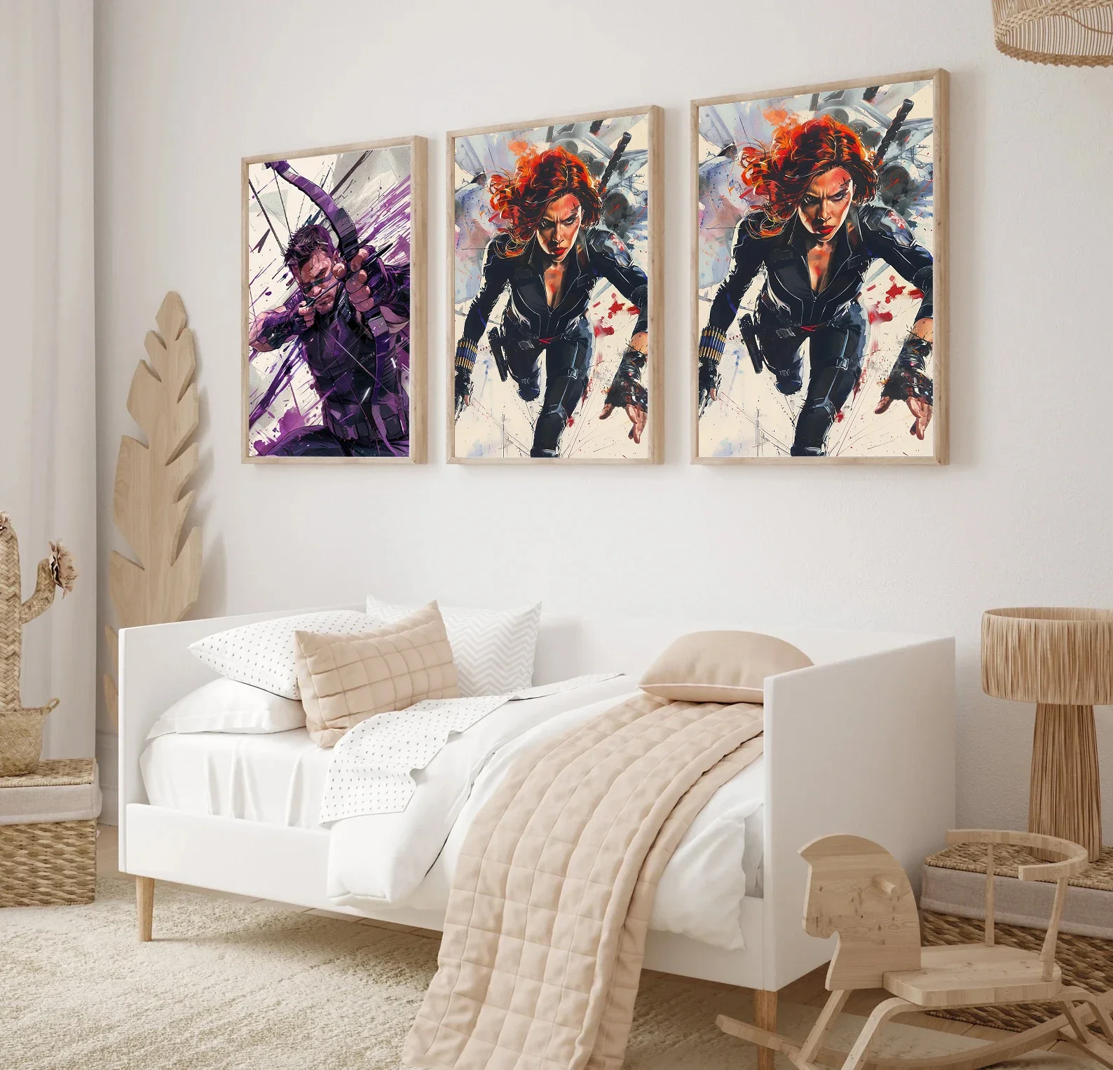 Marvel Black Widow Hawkeye Hanging Scroll Poster Iron Wall Artwork Avengers Canvas Painting Home Decoration Decor Wallpaper Gift