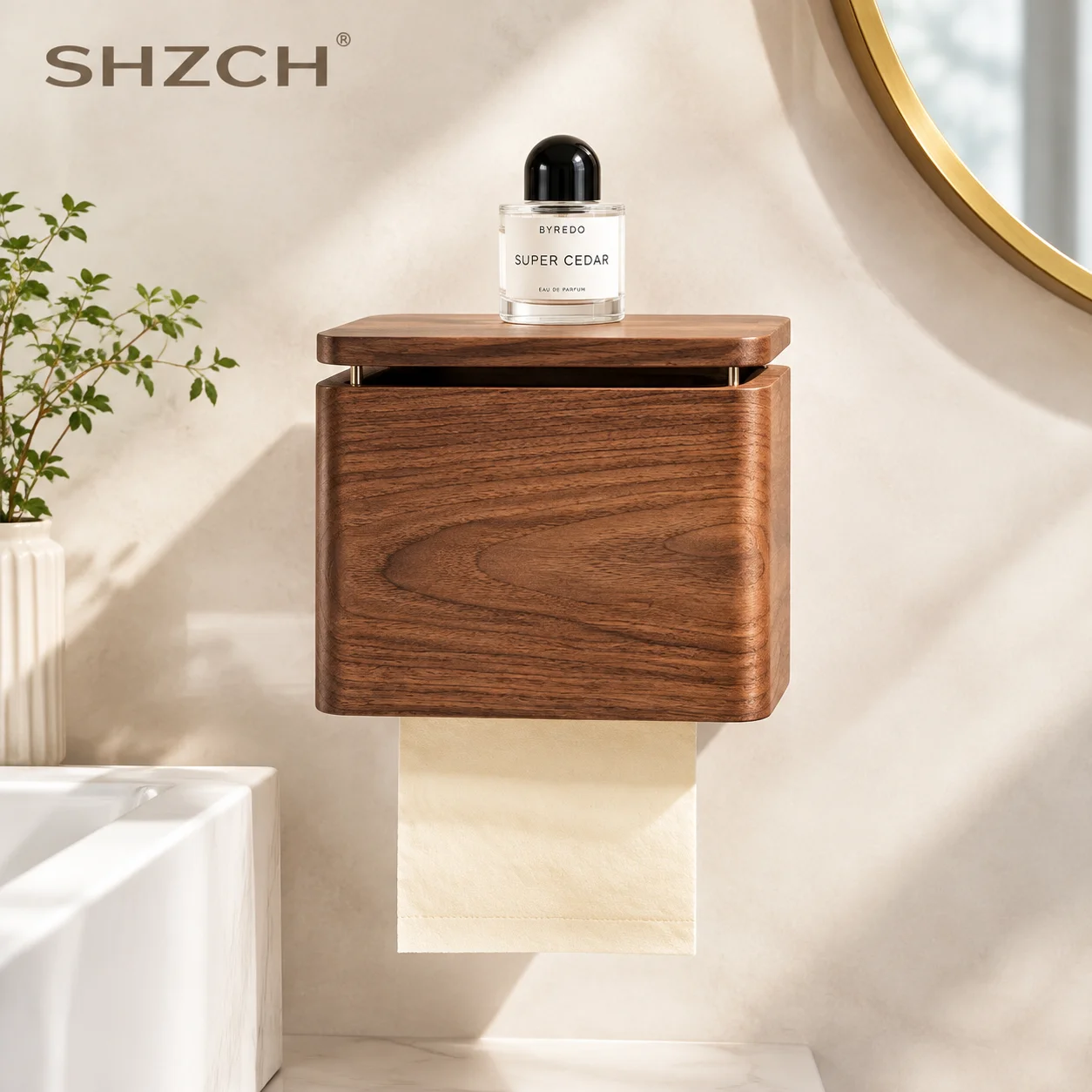 Walnut Toilet Tissue Box Bathroom Tissue Storage Box Wall Mounted Non Perforated Household Paper Storage Box Paper Holder ZG855