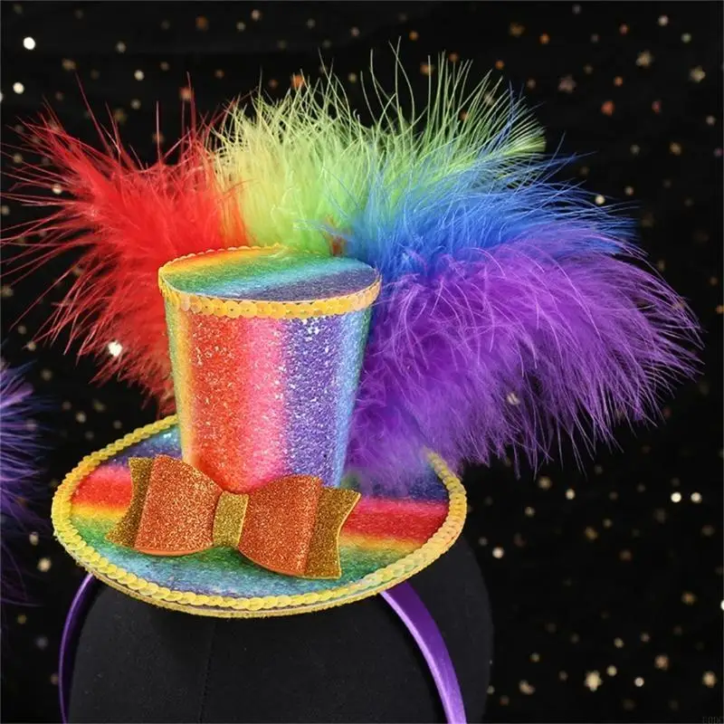 

Shimmering Mini Top Hat Headbands With Elastic Band For Girls Festival Gathering Y166