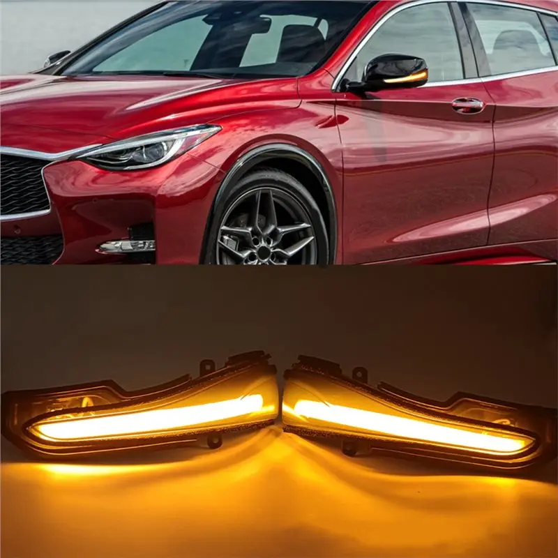 Sequential Light LED Turn Signal Indicator Side Mirror For Infiniti Q30 Q50 Q60 Q70 QX30 QX50 QX60 QX70