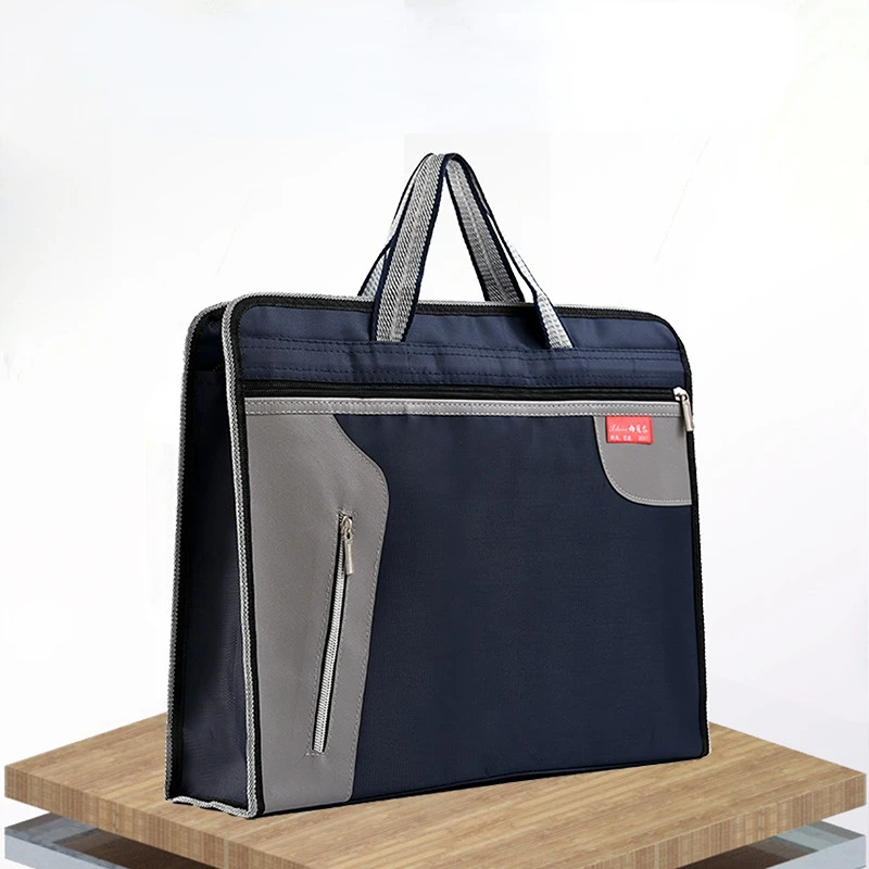 A4 Documents File Bag Folder Fashion Portable Canvas Briefcase Double Zipper Document Bags Data Document Office Storage