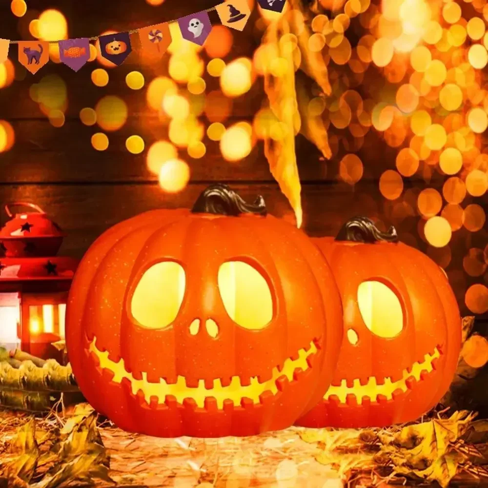 Halloween Pumpkin LED Light Lantern Creative Flashing Lamp Gypsophila Decor Glowing Festival Ornament Party Dress Up Decoration