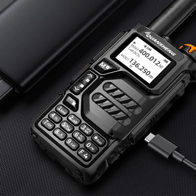 Quansheng K5 UV walkie talkie Radio AM FM สองทางวิทยุ commutator Station ชุดไร้สายสมัครเล่นตัวรับสัญญาณระยะไกล