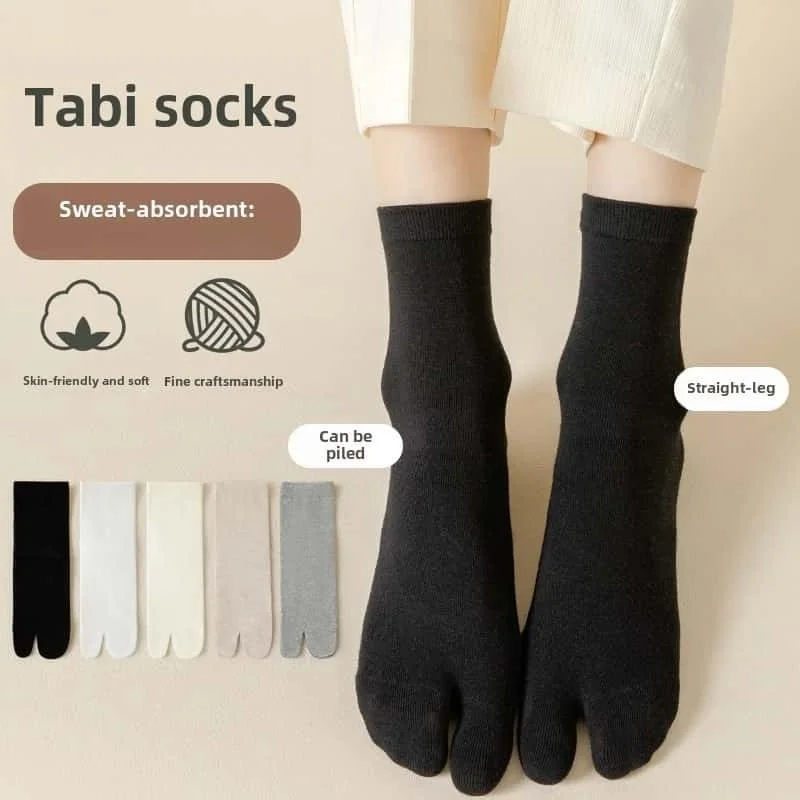 5-pair set of men's summer thin split-toe socks, black breathable slipper socks with thumb and two toes