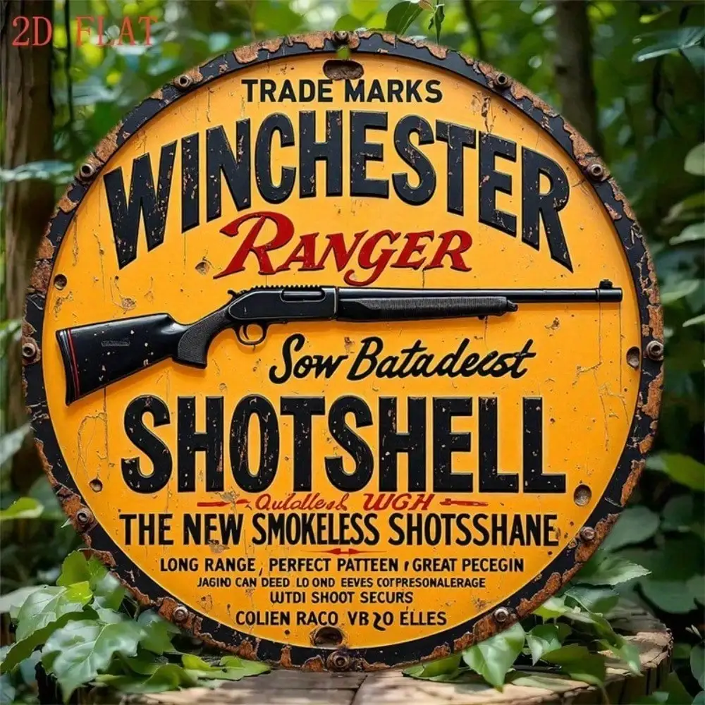 Winchester Ranger Schrotflinte Blechschild 8x8 Vintage Metall Wanddekoration Retro Heim Bar Garage Männerhöhle Kunst