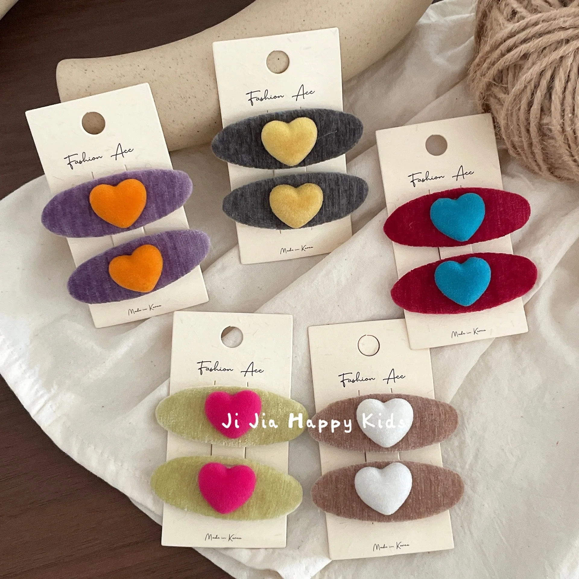Hair Clips Girls Flocked Velvet Heart Oval BB Clip Side Bangs Headwear Accessories Lightweight Daily School Travel