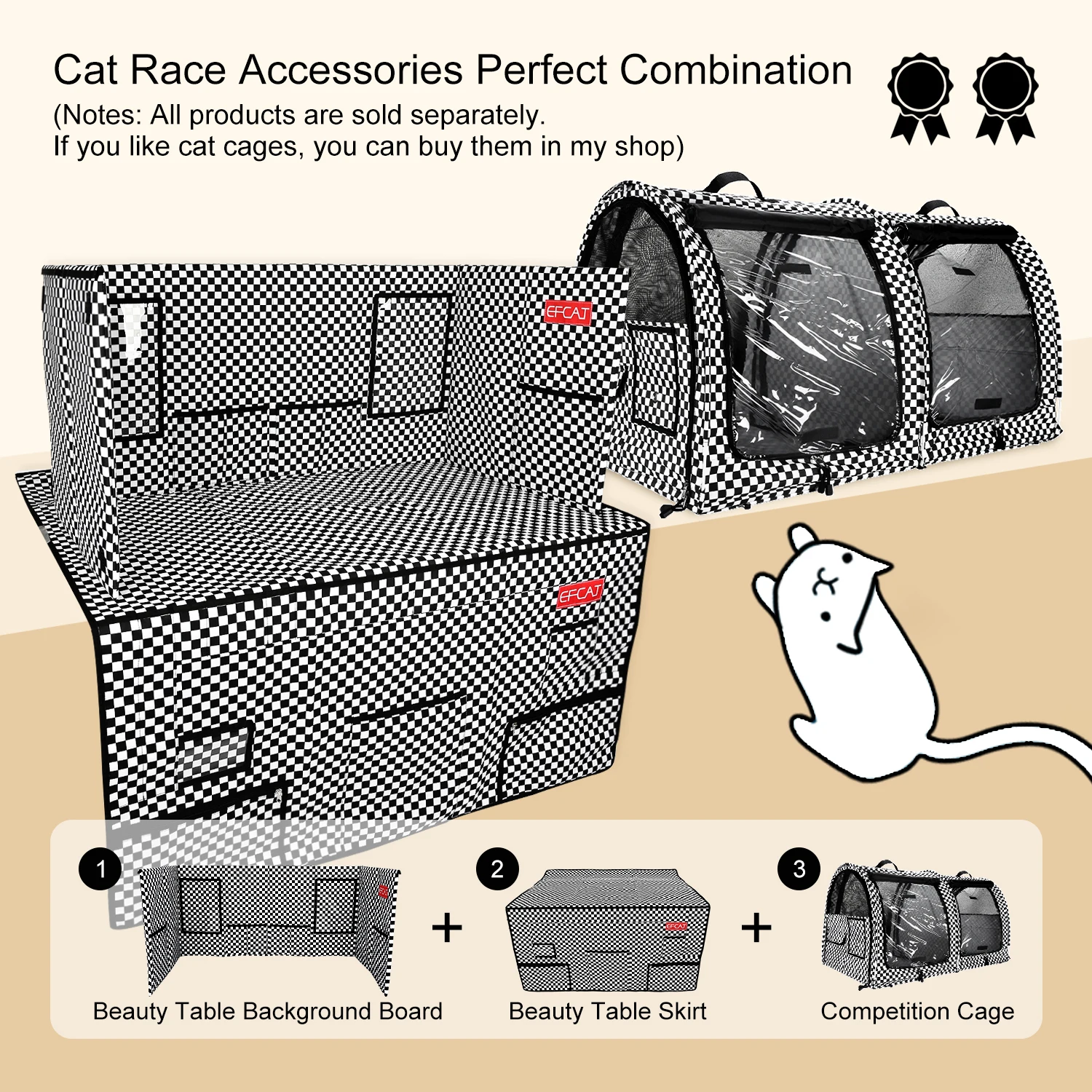 EFCAT Cat Cage Beauty Table Background Board Skirt Award Flower Tablecloth Tool Cloth for Cat Exhibition