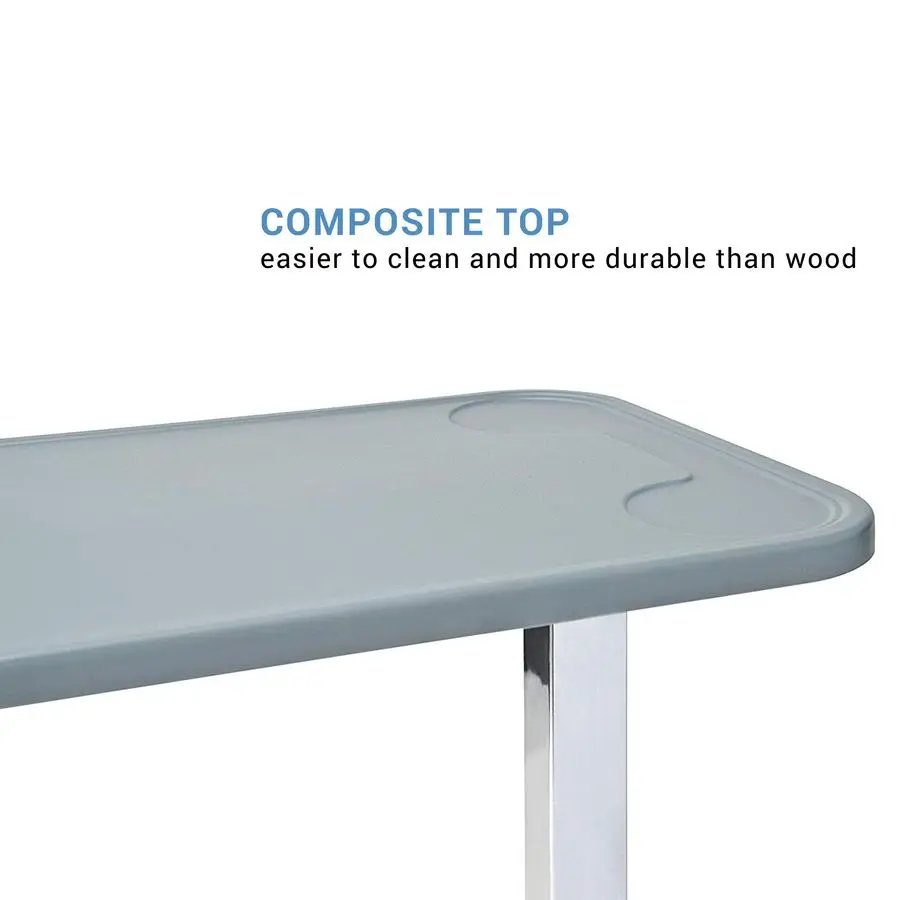 Modern Overbed Table with Wheels Height Adjustable Bedside Table for Home or Hospital Use, Grey
