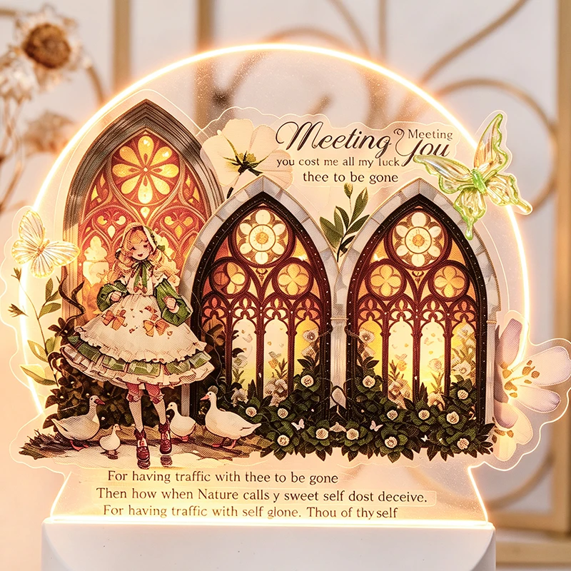 12 pcs Stained-glass Window Series Large Size PET Sticker DIY Junk Journal Scrapbook Diary Mobile Collage Decorative Stickers