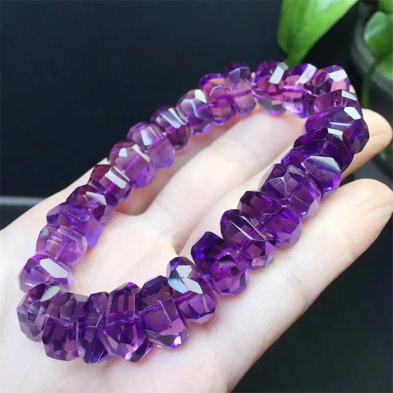 13MM Natural Amethyst Bracelet Women Fashion Sweet Reiki Healing Energy Strand Girls Jewelry Gift 1PCS