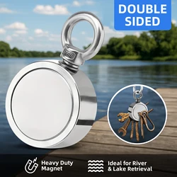 Double Sided Fishing Magnets With Strong Pulling Force, Neodymium Magnet Kit for Magnetic Fishing And River Lake Hunting