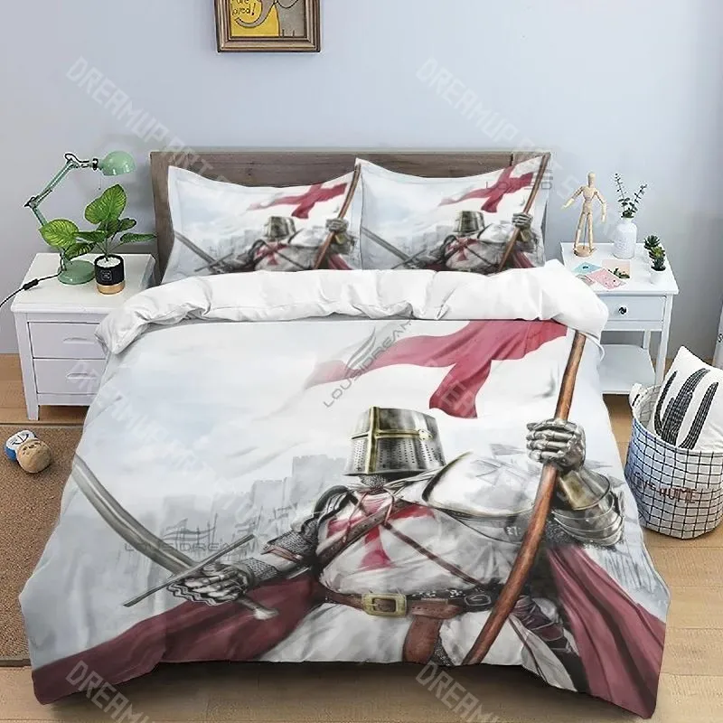 3D Printed Medieval Knights Templar Bedding Set for Boys Girls Duvet Cover Pillowcase Twin Queen King Full Single Double Sizes