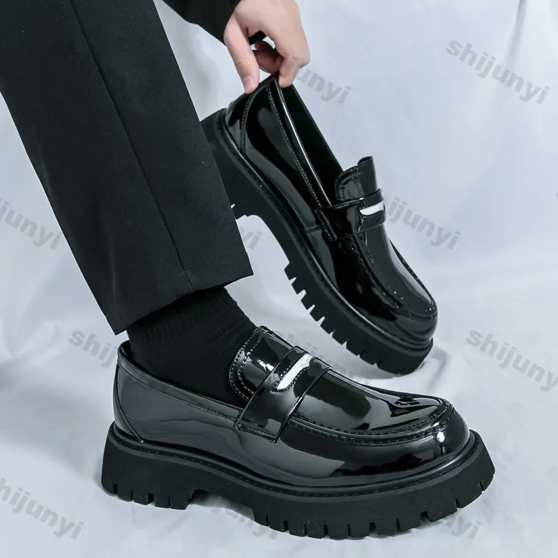 

Men's Large Size Loafers 2025 Spring Summer New Platform Slip on Casual Shoes Fashion Comfortable Luxury Non Slip Leather Shoes