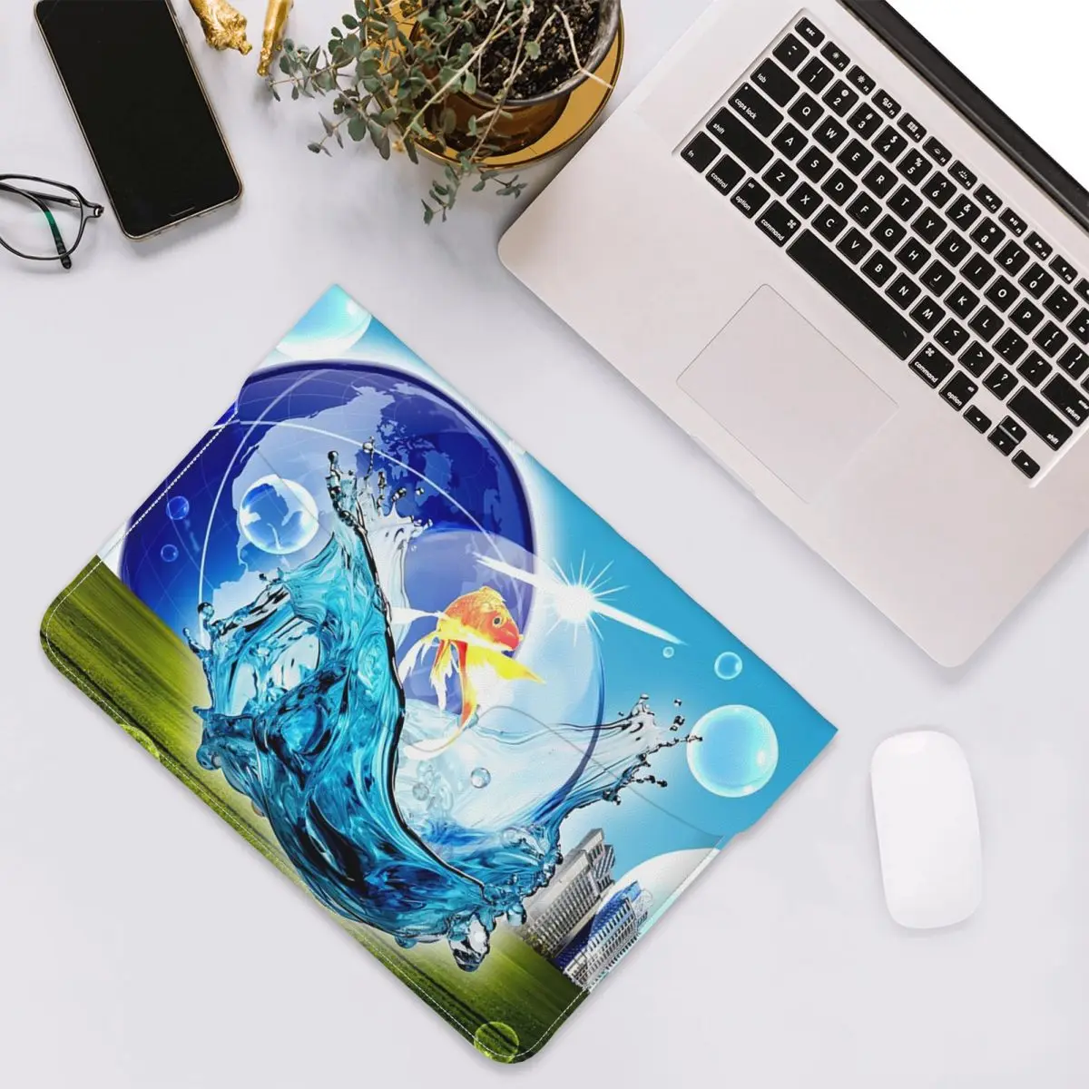 Frutiger Aero PU Leather Horizontal Laptop Sleeve Shockproof Soft Lining Notebook Case 13 Inch