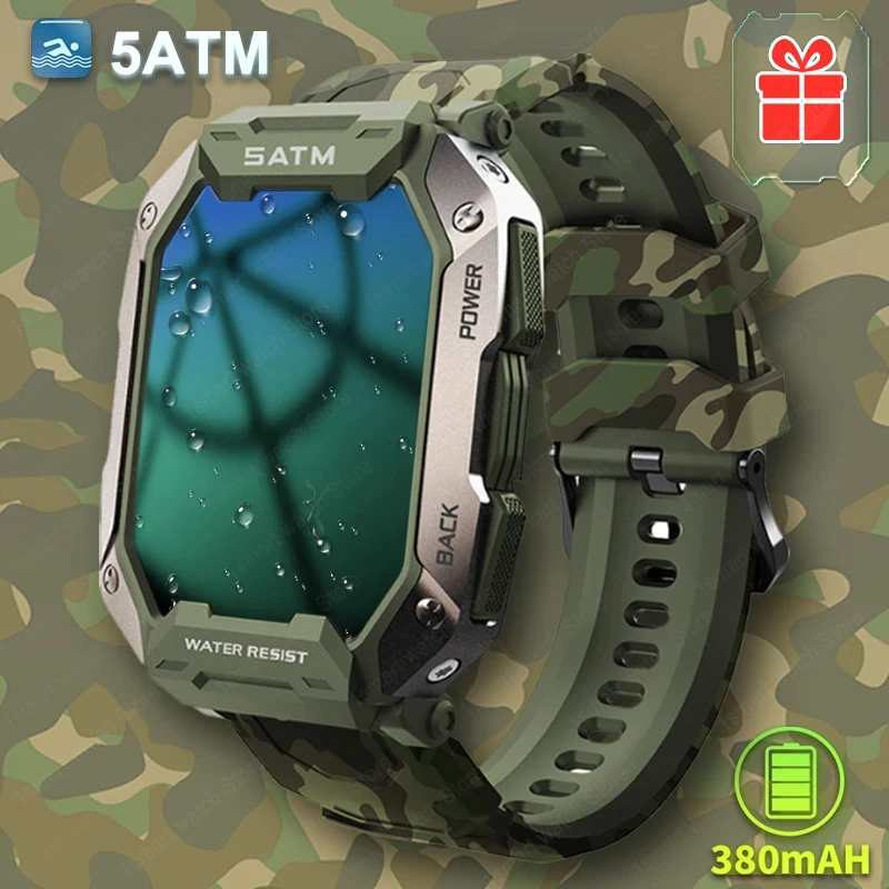 LIGE 2024 Outdoor Sport Smartwatch For Xiaomi Android IOS Phone 5 Atm Swim Waterproof Smart Watch Men Military Fitness Watch