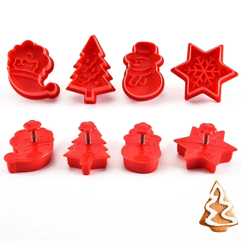 3D Christmas Cookie Printing Mold Pastry Chocolate Fondant Mould DIY Cookie Stamp Cutter Embossing Mold Baking Tool Accessories