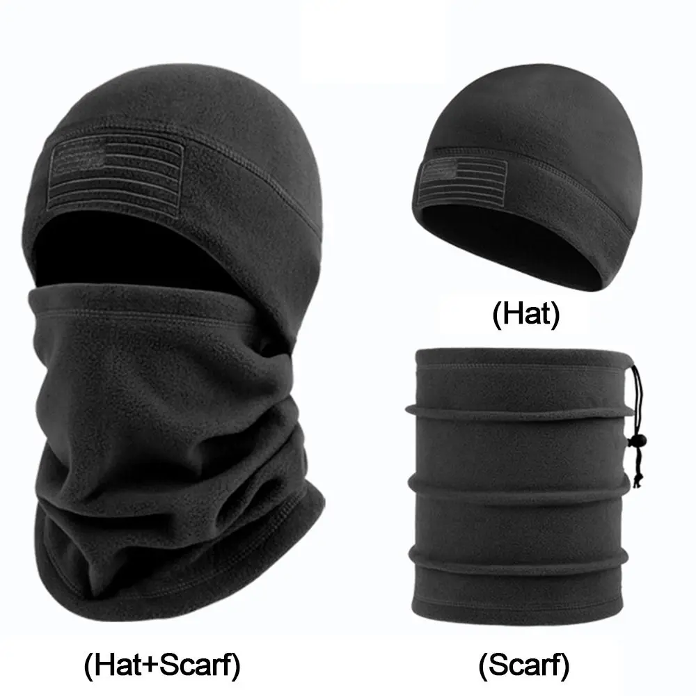 Fleece Hat Scarf Set Riding Sets Thick Solid Color Beanie Scarf Bonnet Women Men