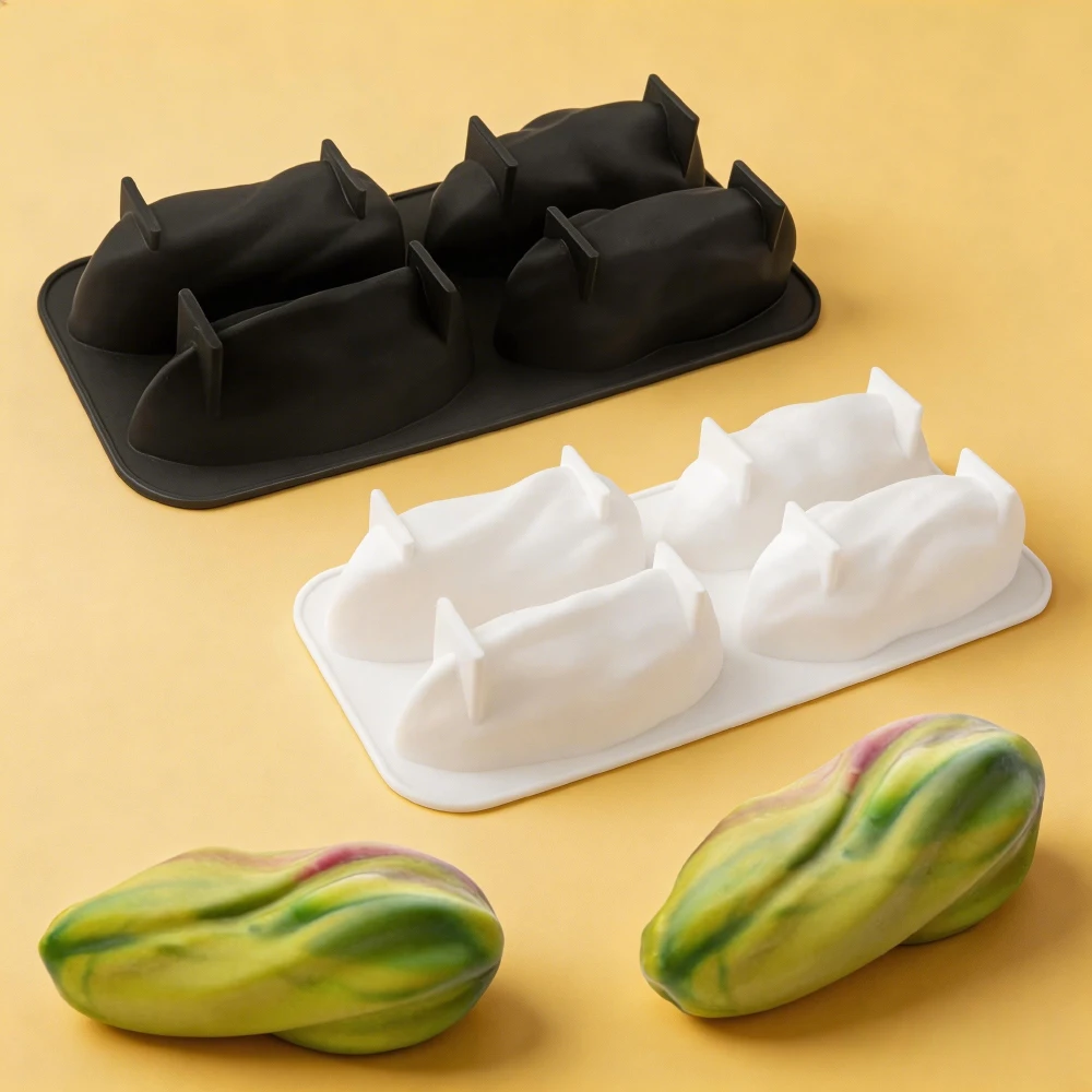 1 or 4-Cell Silicone Chocolate Mold Pistachios Design Mousse Cake Mould Party Dessert Baking Tools Food Grade Kitchen Bakeware