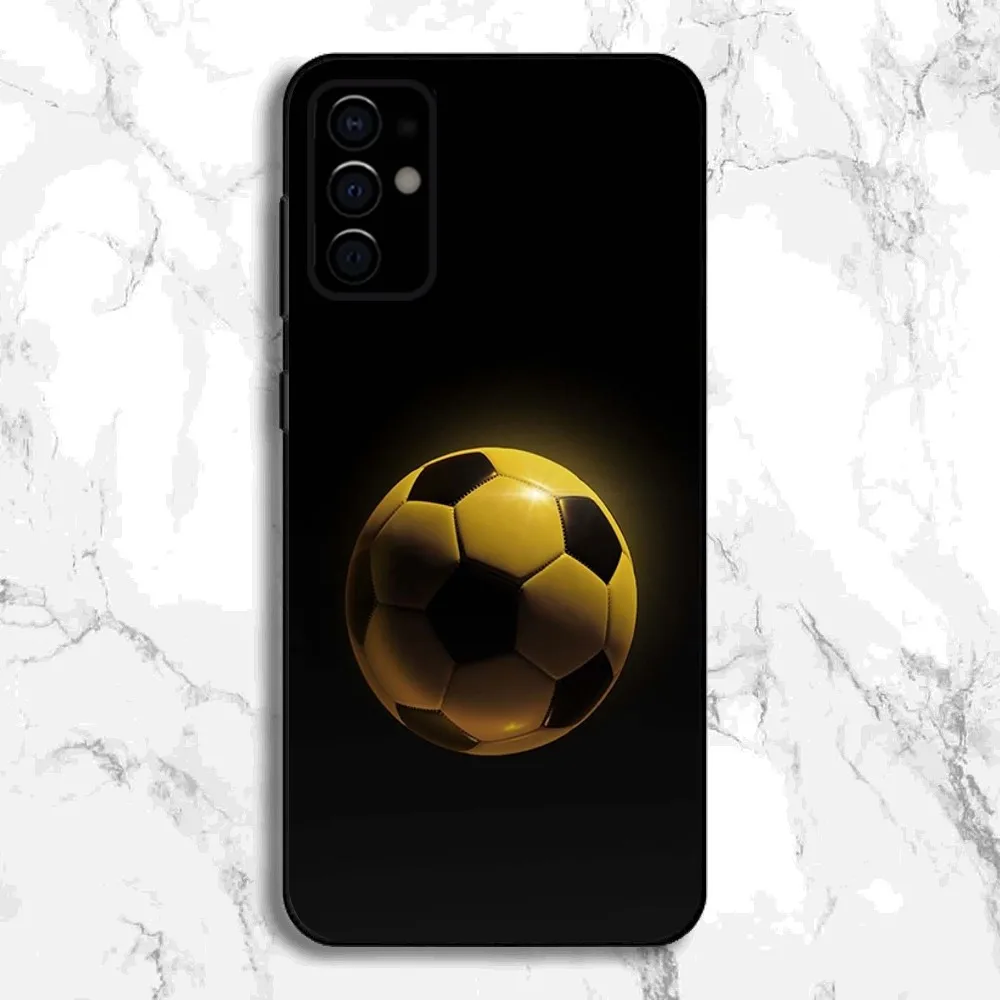 Fire Football Soccer ball Phone Case For Samsung S24,S21,S22,S23,S30,Ultra,S20,Plus,Fe,Lite,Note,10,9,5G Black Soft Cover