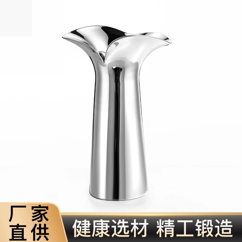 Nordic stainless steel petal vase creative column home decoration simple modern silver flower ware