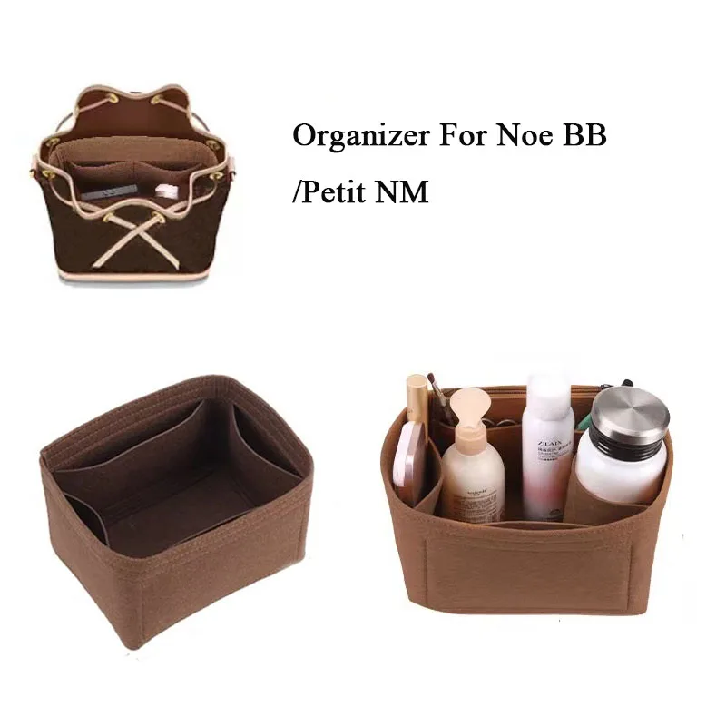 

For Noe BB PetitNM Insert Organizer Felt Cloth Makeup Handbag Organizer Travel Inner Purse Portable Cosmetic Bags