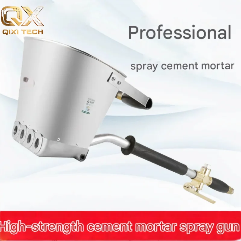 Pneumatic cement spray gun for interior and exterior walls and roofs, professional spraying of mortar and coatings.