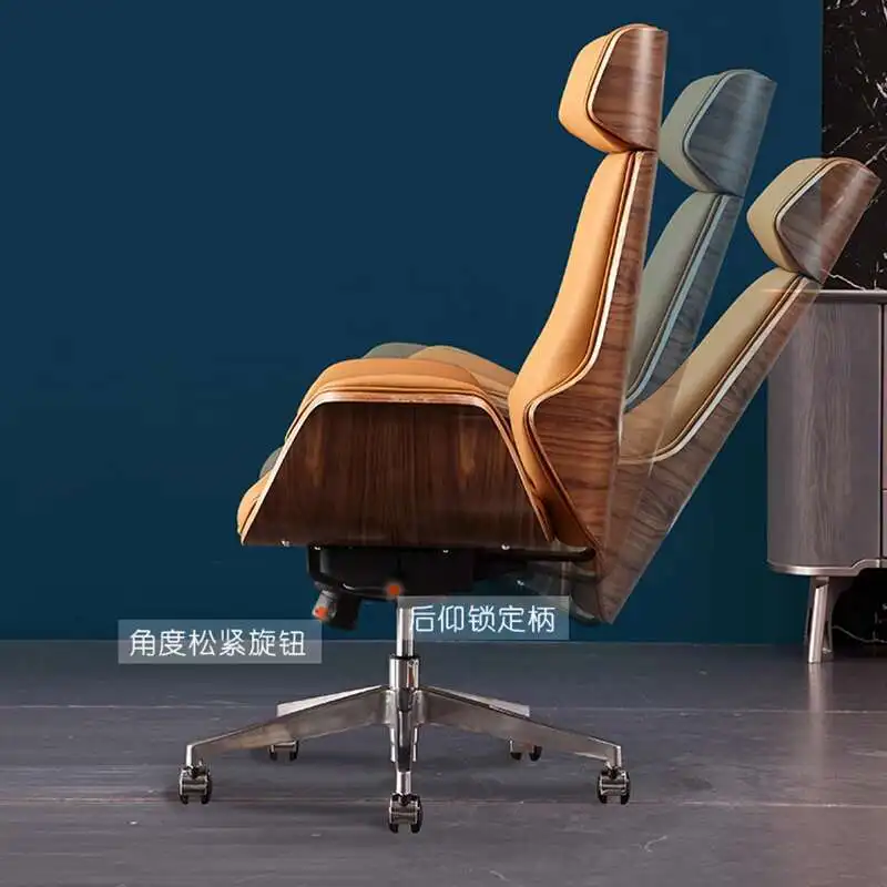كرسي كمبيوتر مكتبي مريح للأعمال مصنوع من الجلد كرسي مكتب فاخر عالي الجودة مريح لألعاب سيلا أثاث المكاتب #4