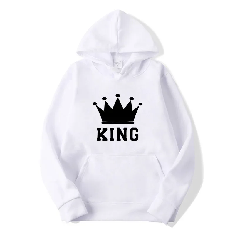 

Spring Autumn Men's KING Print Hoodies Casual Loose Outdoor Sweat Top Fitness Running Pullover Sportswear