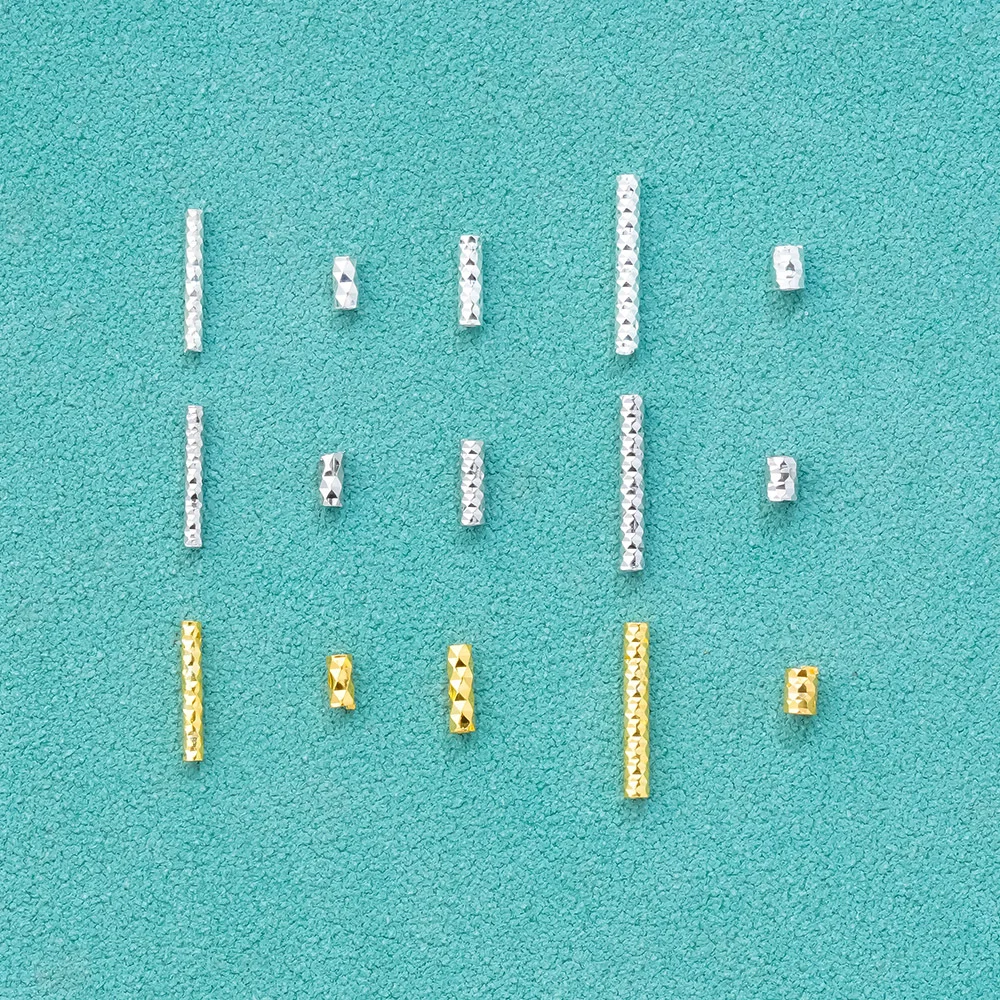 Tubo floreale smerigliato con struttura in cristallo di ghiaccio Perlina cava dritta in argento sterling S925 per la creazione di gioielli con perle