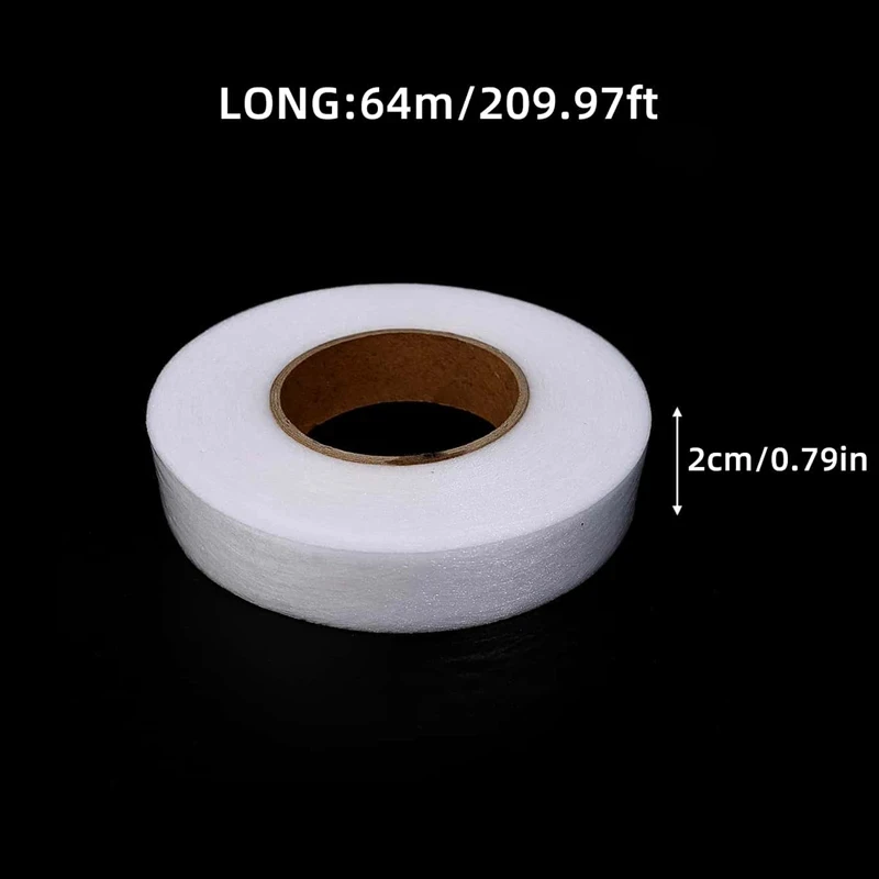 64M Roll Non-woven Double-side Interlining Adhesive Fabric Cloth Apparel Iron On Hem Tape Edge Shorten Pants DIY Sewing Tool