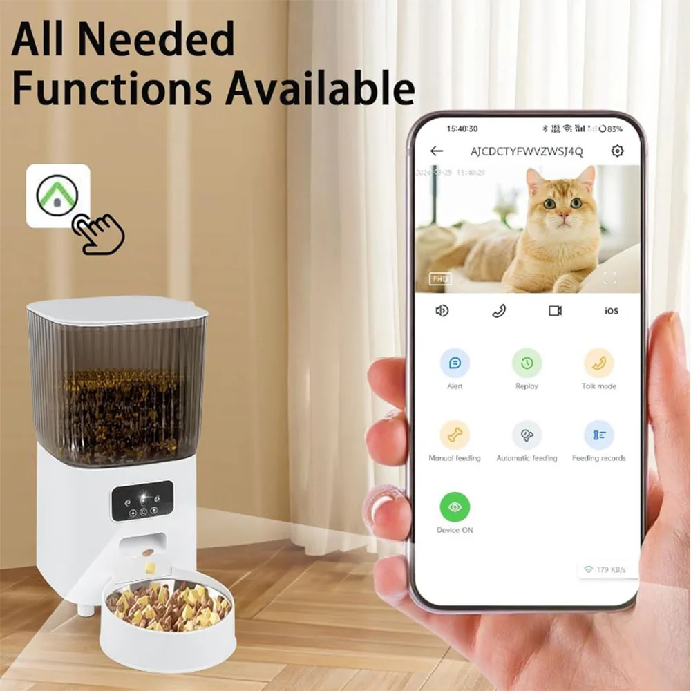 5L Automatic Cat Feeders Double Bowls Smart Timed Cat Dry Food Dispenser With Camera Pet Smart Voice Recorder Auto Feeder For Do