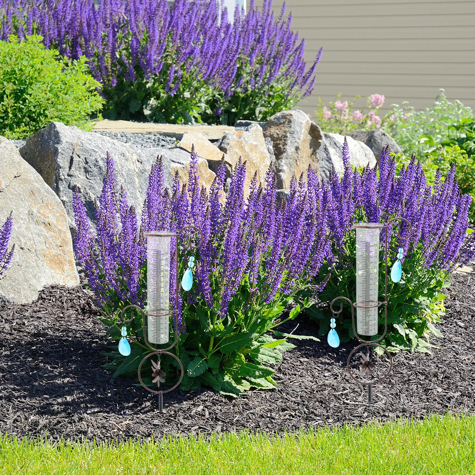 

Rain Gauge Outdoor Garden Spiral Design Dragonfly Yard Rainfall Measuring Tool Clear Durable Tube Rain Gauge Resin Measuring Cup