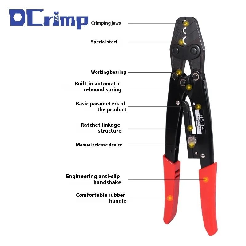 HS-14 Bare Terminal Open Copper Lug Crimping Pliers, OT/UT Quick Bare Terminal & SC Copper-Aluminum Terminal Pliers