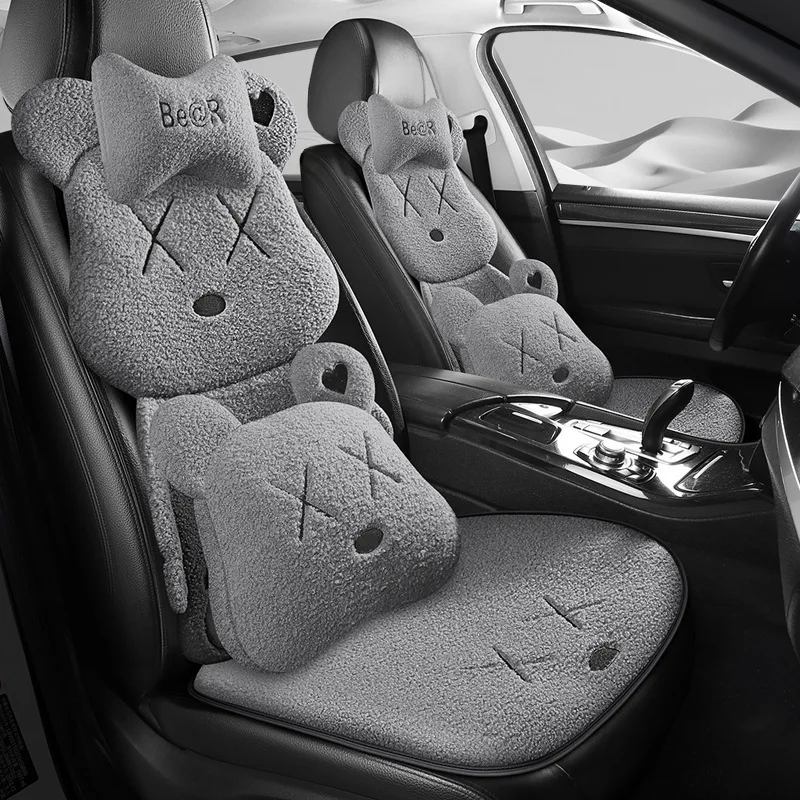 

Universal Car Seat Cushion Seat Pillow Headrest Neck Pillow Warm Plush Cushion Protection Pads Cartoon Seat Cover for Automobile
