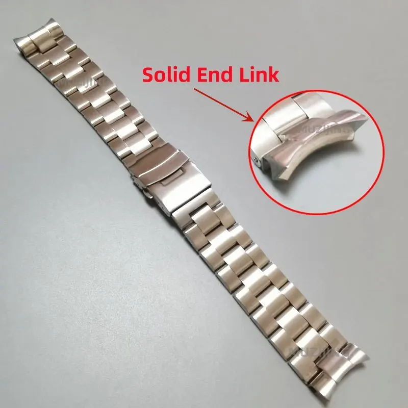 22mm Silver Solid End Link 316L Brushed Stainless Steel Curved End Oyster Watch Band Strap for SKX007 Watch Replace Bracelet