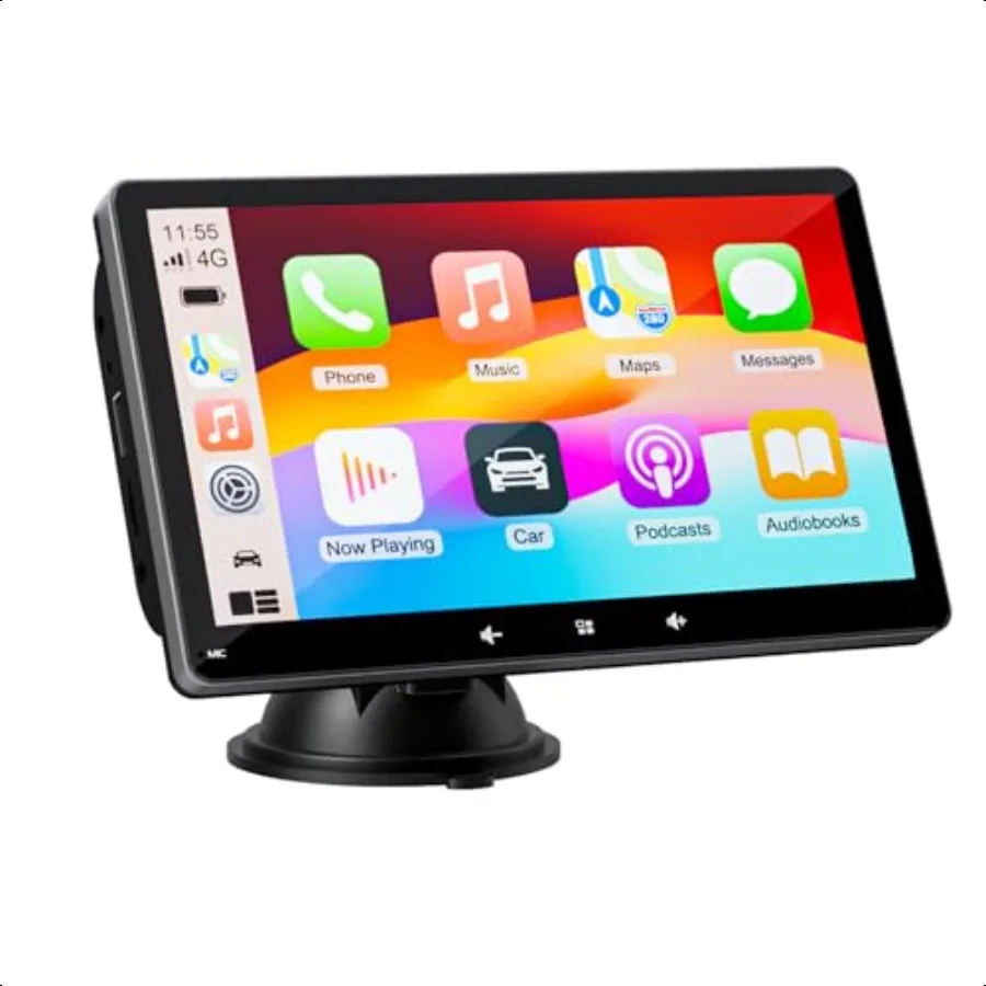 

Portable Wirel Apple Carplay Android Auto Car Stereo 7 HD Touch Screen with Mirror Link Voice Control Bluetooth GPS Navigation