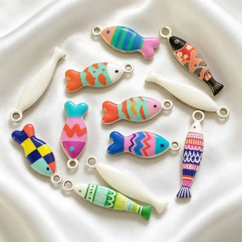 5 Stück Emaille-Fisch-Anhänger aus Edelstahl, hypoallergen, für die Herstellung von Schmuck, Geschenke für Bastelfreunde. – Detail 2