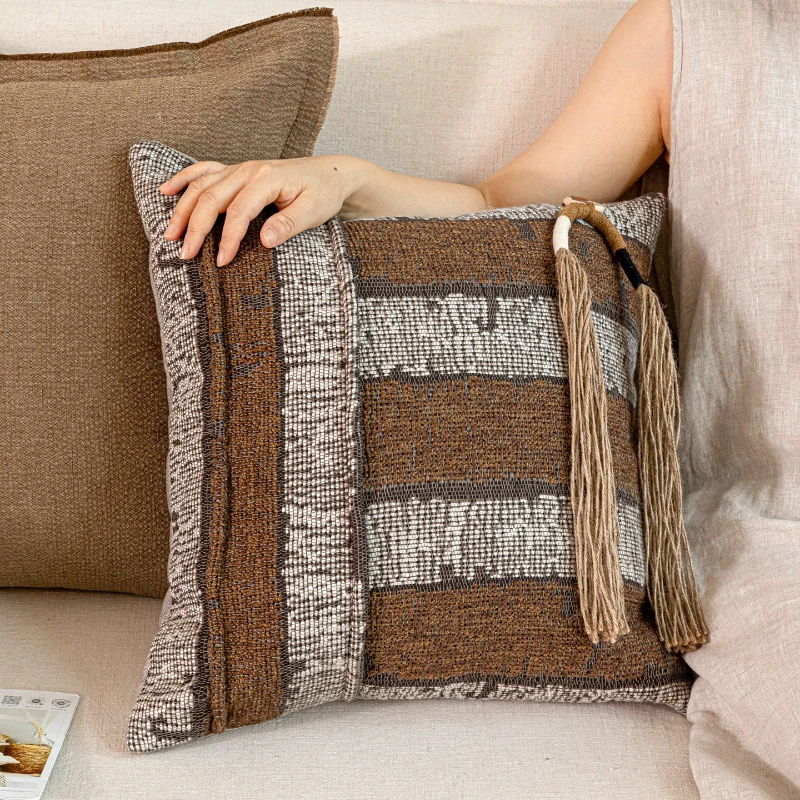 30X65/50X50CM Brown Stripes Throw Pillow Cover Nordic Antique Stamping Waist Cushion Cover Decor Home Decorative Pillowcase 2026
