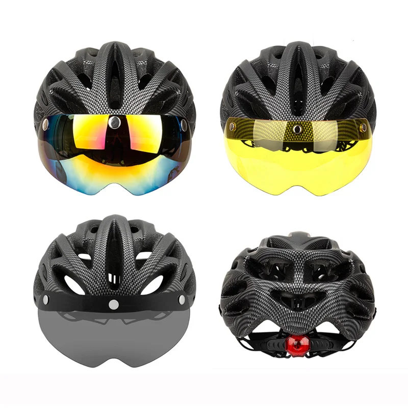bike helmet with built in sunglasses Victgoal For Men Women Led Light Detachable Magnetic Goggles Removable Sun Visor Mountain & Road Bicycle Helmets Adjustable Size Effectively Reduce Air Resistance And Reduce Sweating From the MotoGP race track