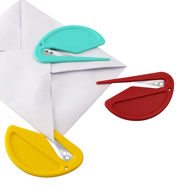 Plastic Mini Letter Opener, Color Box Pocket Cutter, Envelope Opener, Rope Cutter, Wire Cutter Blade